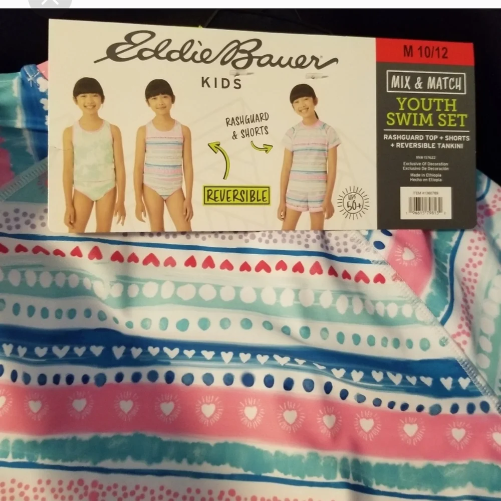 NWT Eddie Bauer 4 piece reversible swim suit/ tankini medium=10/12